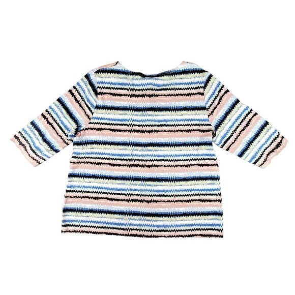 Rafaella Womans Striped Top Black White Blue Peach size Petite Large  JH1541 - Picture 3 of 4